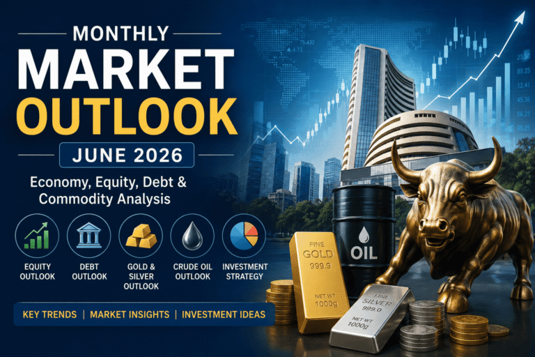 Monthly Market Outlook June 2026 showing Indian stock market, economy, gold, debt market and investment strategy.